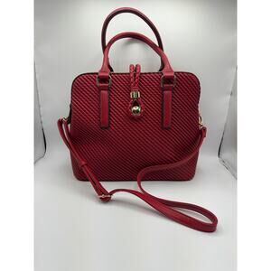 🍎 Dasein Vibrant Red Structured Woven Satchel - NWOT 🍎